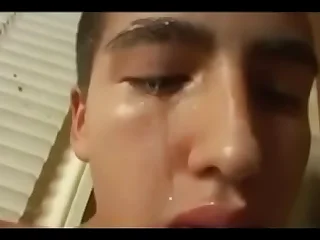 cute twink cum his face
